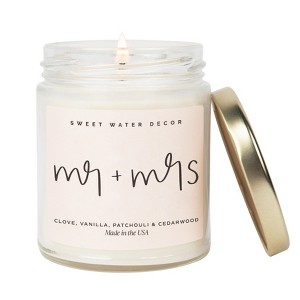 Sweet Water Decor Mr. and Mrs. Quote 9oz Clear Jar Candle - 1 of 3