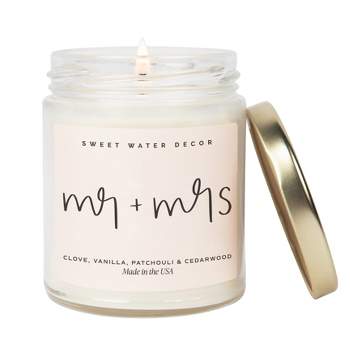 Sweet Water Decor Mr. and Mrs. Quote 9oz Clear Jar Candle