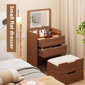 KTMBDW 3 in 1 Vanity Desk, Compact Vanity with 3 Drawers, Makeup Desk with Flip-up Lighting Mirror and Cushioned Stool, Nightstand for Bedroom - 1 of 4