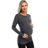 BLUEMING Womens Maternity Shirts Long Sleeve Crew Neck Basic Tank Tops Side Buttons Pregnant Shirts - 4 of 4