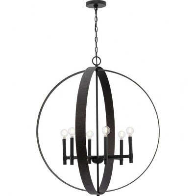 Matte Black 6-Light Globe Chandelier with Steel Frame