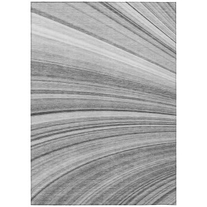 Gray Silver And Ivory Abstract Washable Indoor Outdoor Area Rug - 1 of 4