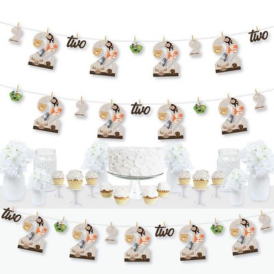 Big Dot of Happiness 2nd Birthday Woodland Creatures - Second Birthday Party DIY Decorations - Clothespin Garland Banner - 44 Pieces