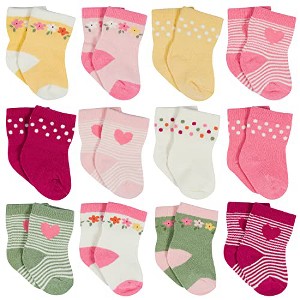 Onesies Brand Girls' Jersey Crew Wiggle Proof® Socks - 12-Pack - 1 of 4