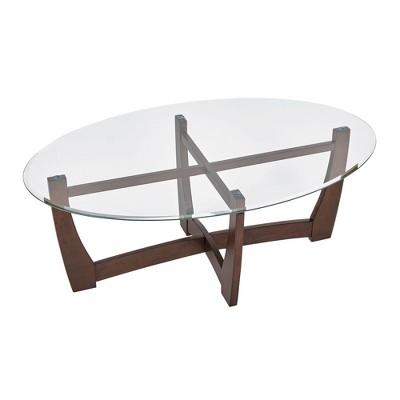 NicBex Modern 48" Oval Coffee Table with Glass Top for Living Room and Bedroom