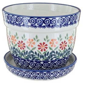 Blue Rose Polish Pottery D036 Manufaktura Large Flower Pot - 1 of 1
