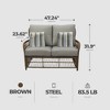 Four Seasons Courtyard Positano Wicker Loveseat Outdoor Bench Seating Furniture with Acrylic Plush Comfortable Lounge Cushions and 2 Accent Pillows - 3 of 4