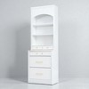 83.7" Tall Freestanding Kitchen Pantry Cabinet with Faux Marble Countertop, 5 Storage Drawers, Adjustable Shelf, Hutch for Kitchen or Dining Room - 3 of 4