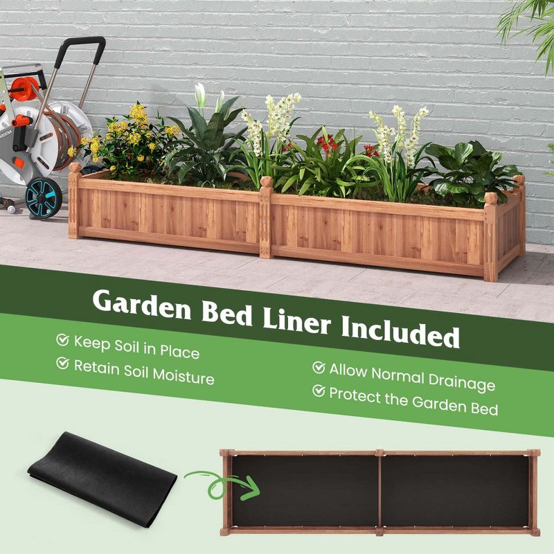 Costway Wooden Raised Garden Bed Outdoor Rectangular Planter Box with Drainage Holes, 5 of 11
