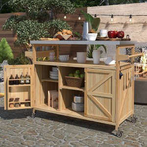 NicBex Mobile Kitchen Island Cart Morden Kitchen Carts on Wheels with 2 Cabinets, Open Storage and Spice Rack for Dining Rooms - 1 of 4