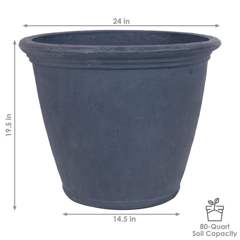 Sunnydaze Indoor/Outdoor Patio, Garden, or Porch Weather-Resistant Double-Walled Anjelica Flower Pot Planter - 24", 4 of 12
