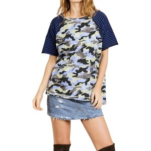 Women's Camo & Striped Top - umgee - 1 of 4