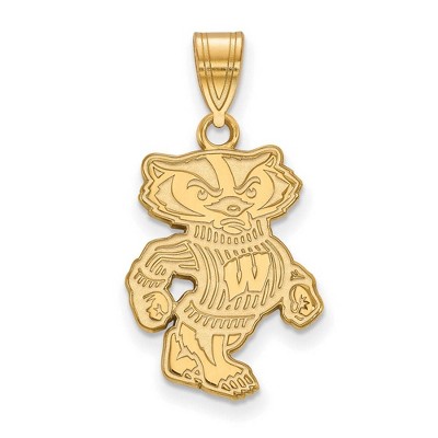 Black Bow Jewelry 14k Yellow Gold Wisconsin Badgers NCAA Large Pendant