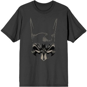 DC Comic Book Batman Superhero Mask Men's Charcoal Graphic Tee Shirt - 1 of 1