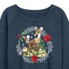 Women's - Disney - Christmas - Family In The Forest Lightweight French Terry Wide Neck Long Sleeve Shirt - 2 of 4