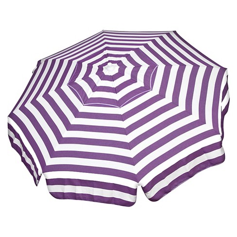 6 Italian Aluminum Collar Tilt Patio Umbrella Purple White Stripe Parasol Target