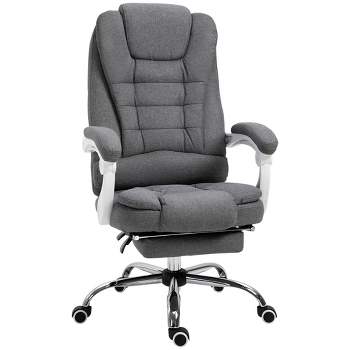 Vinsetto High-Back Executive Office Chair with Footrest, Linen-Fabric Computer Chair with Padded Armrests, Gray