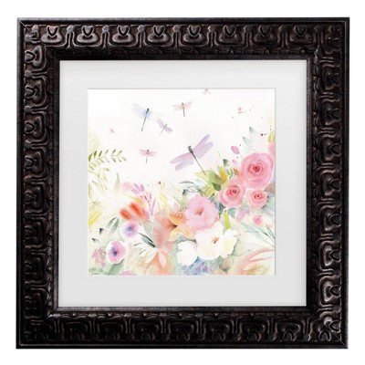 Trademark Fine Art Sheila Golden Dragonfly Garden Serenade Matted Framed Art