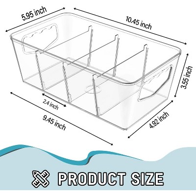 Tree City 4-Pack Clear Pantry Organizer Bins with Removable Dividers - Stackable Kitchen & Fridge Storage Containers — фото 2