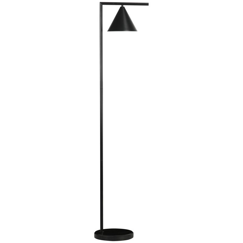 HOMCOM Modern Floor Lamps for Living Room Lighting, Adjustable Standing Lamp for Bedroom Lighting, Black, 1 of 7