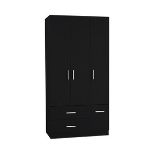 Depot E-Shop Armoire Wardrobe, 4 Doors, Hanging Rod, 3 Cabinets, 6 Shelves - 1 of 4