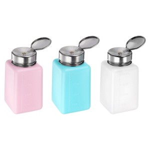Unique Bargains Makeup Remover Nail Polish Push Down Alcohol Dispenser Bottles 3 Pcs 200ML(6.8oz) - 1 of 4