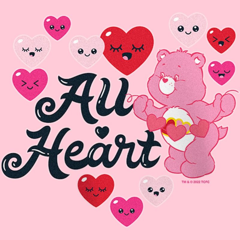 Girl's Care Bears Valentine’s Day Love-A-Lot Bear All Heart T-Shirt, 2 of 5