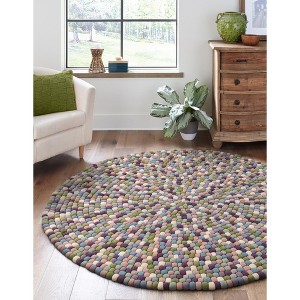 Unique Loom Felt Ball Collection Area Rug - Cloud - 1 of 4
