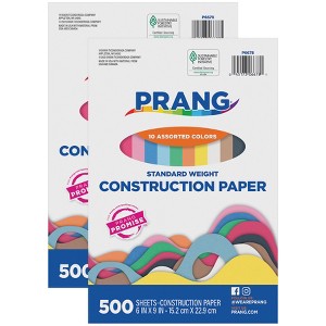 Prang Construction Paper, Standard Weight, 10 Assorted Colors, 6" x 9", 500 Sheets Per Pack, 2 Packs - 1 of 4