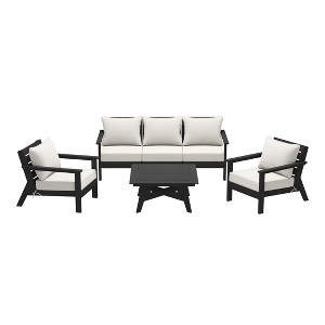 WestinTrends Avalon Outdoor 6-Piece Modular Sectional Patio Furniture Sofa Set, Black/White - 1 of 4