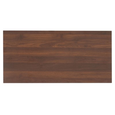 Walnut and Black Rectangular Industrial TV Stand