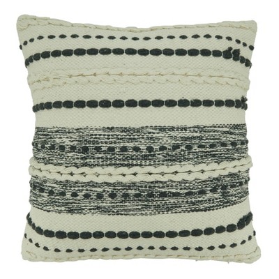 Saro Lifestyle Woven Stripe Design Throw Pillow With Down Filling, 18 