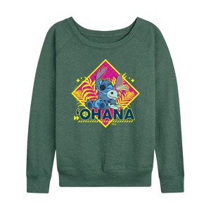 Women's - Disney - Lilo & Stitch Lightweight French Terry Wide Neck Long Sleeve Shirt - 1 of 4