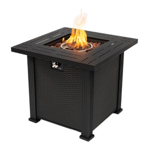 Mondawe Outdoor 28 Inch Wicker Brown Square Steel Fire Pit Table for Patio Backyard - 1 of 4