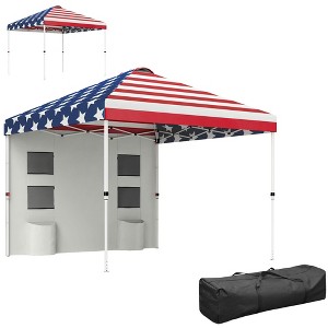 Outsunny 10' x 10' Pop Up Canopy Tent with Sidewall, Instant Sun Shelter with Storage Pockets, Height Adjustable - 1 of 4