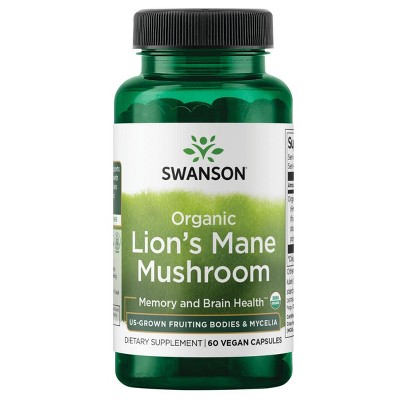 Swanson Premium Organic Lion's Mane Mushroom, 60 Vegan Capsules.
