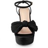 Allegra K Women's Platform Pleated Bow Slingback Block High Heel Sandals - 2 of 4