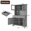 Garvee Kitchen Pantry Cabinet with Microwave Stand, Freestanding Hutch Cabinet with Buffet Cupboard - 2 of 4