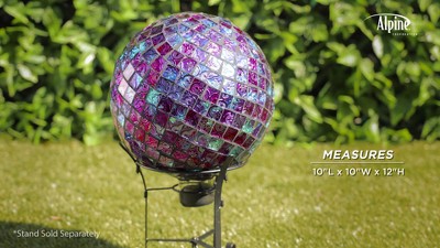 10" Purple Embossed Glass Mosaic Gazing Globe