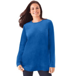 Woman Within Plush Velour Tunic Sweatshirt - 1 of 4