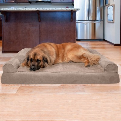 Jumbo Almondine Orthopedic Plush & Suede Pet Sofa Bed