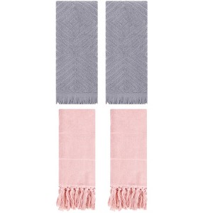 REGALWOVEN 4 Packs Cotton Soft and Absorbent Bathroom Turkish Hand Towels with tassel - 1 of 4