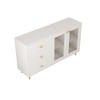 Sideboard Buffet Cabinet Wooden Storage Cabinet With Built In Shelves 3 Drawers Tempered Glass Doors For Living Room Kitchen Hallway Dining Room - 2 of 4