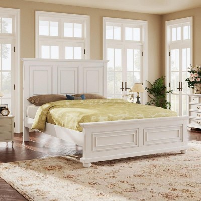 Streamdale Traditional Town and Country Style Pinewood Vintage Queen Bed, White