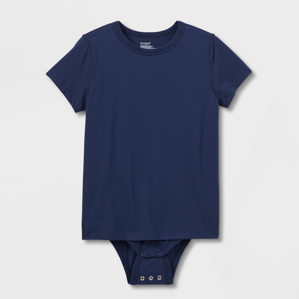 Size M(8)Kids' Adaptive Short Sleeve Bodysuit with Abdominal Access - Cat & Jack Navy Blue