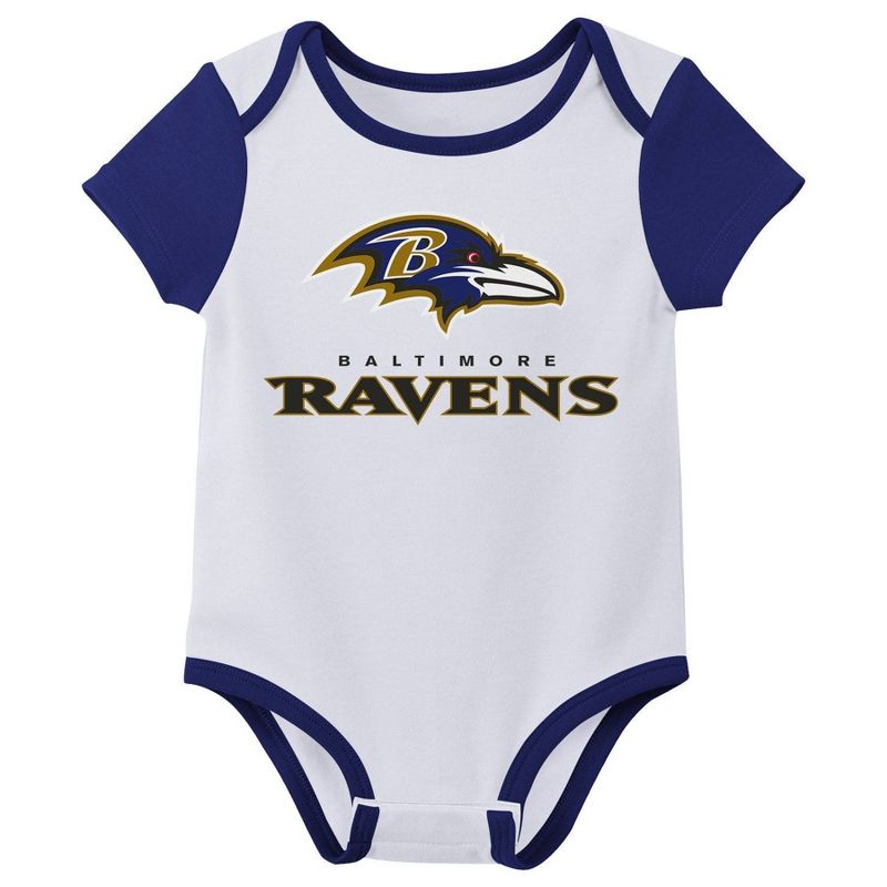 NFL Baltimore Ravens Infant Boys&#39; 3pk Bodysuit, 3 of 5