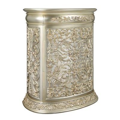 Sorina 47" Antique Gold Finish Glam Chest with Felt Lined Drawer