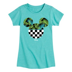 Girls' - Disney - Mickey Silhouette Tropical Vibe Fitted Short Sleeve Graphic T-Shirt - 1 of 4