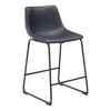 HomeRoots Set of Two 24" Black Faux Leather and Steel Counter Height Bar Chairs - 4 of 4