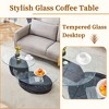 PAGED Modern Wood Grain Nesting Design Oval Coffee Table with Glass Top,2-Layer Tea table Center Table for Living Room,Bedroom - 3 of 4